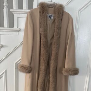 Marvin Richards Tan Fur-Trimmed Cape